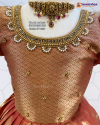 Kids Silk Frock Pattu Gown with Lotus Aari Work and Elephant Border