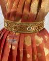 Kids Silk Frock Pattu Gown with Lotus Aari Work and Elephant Border
